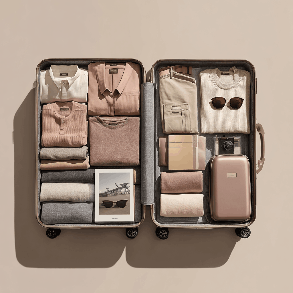 Valise ouverte parfaitement organisée