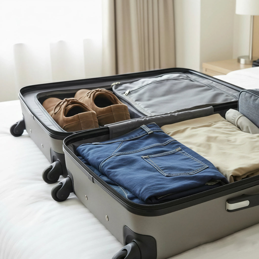 Valise ouverte sur un lit