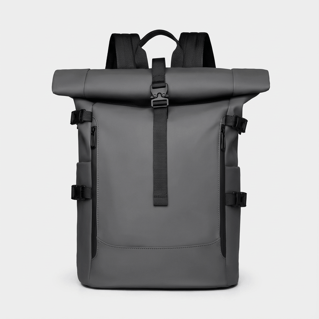 Sac à dos étanche roll-top Skood gris face avant