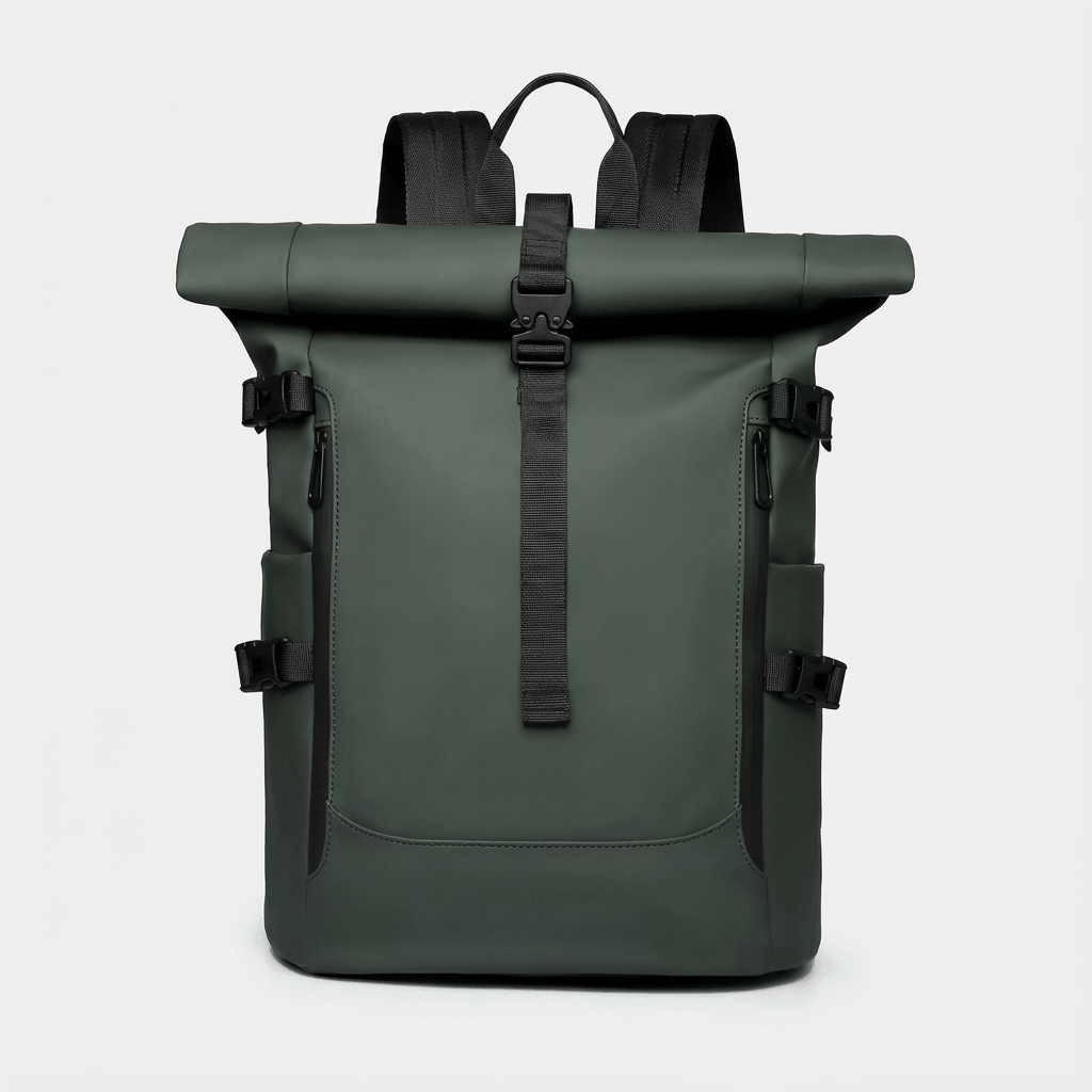 Sac à dos étanche roll-top Skood vert face avant