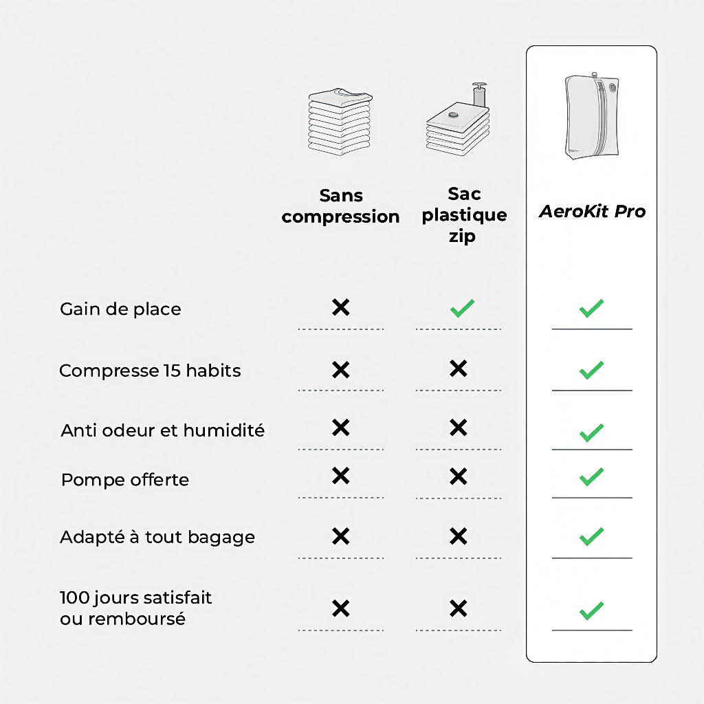 Tableau de comparaison AeroKitPro face aux produits concurrents