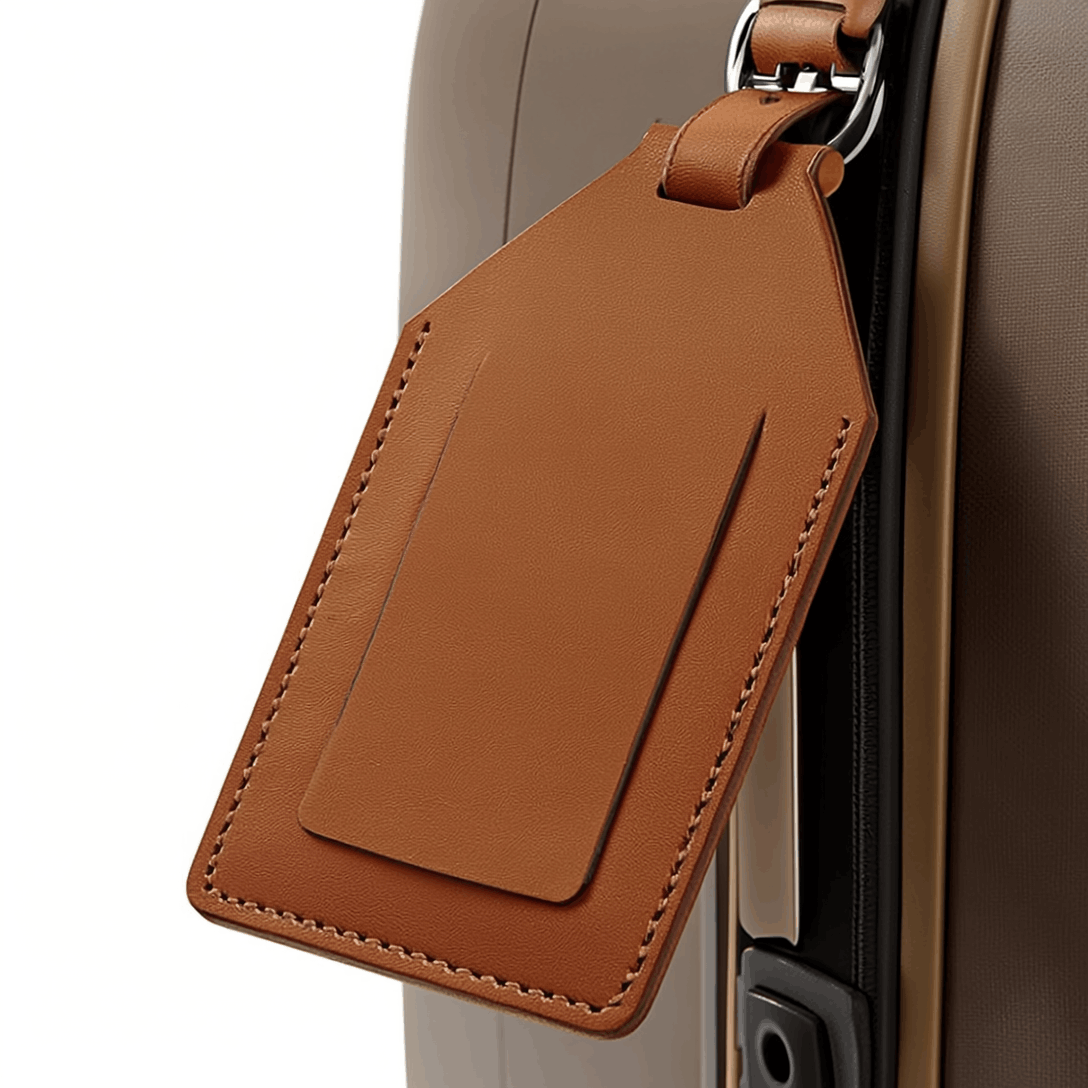 étiquette de bagage sur valise